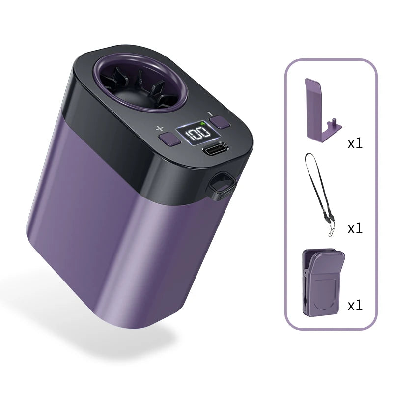 Clip On Fan 200000RPM High Speed Portable Rechargeable Mini Fan 100 Speeds LED Display Hands Free Neck Fan for Outdoor Travel Vue PURPLE