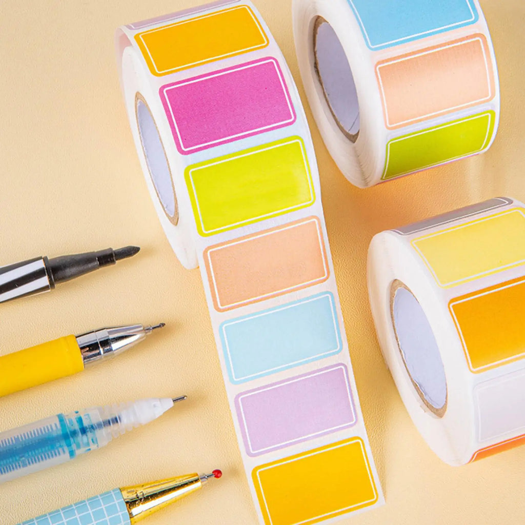 500PCS Colored Moving Box Labels Stickers Removable Rectangle Adhesive Solid Color Tags Name Tags for Home Moving Packing Vue