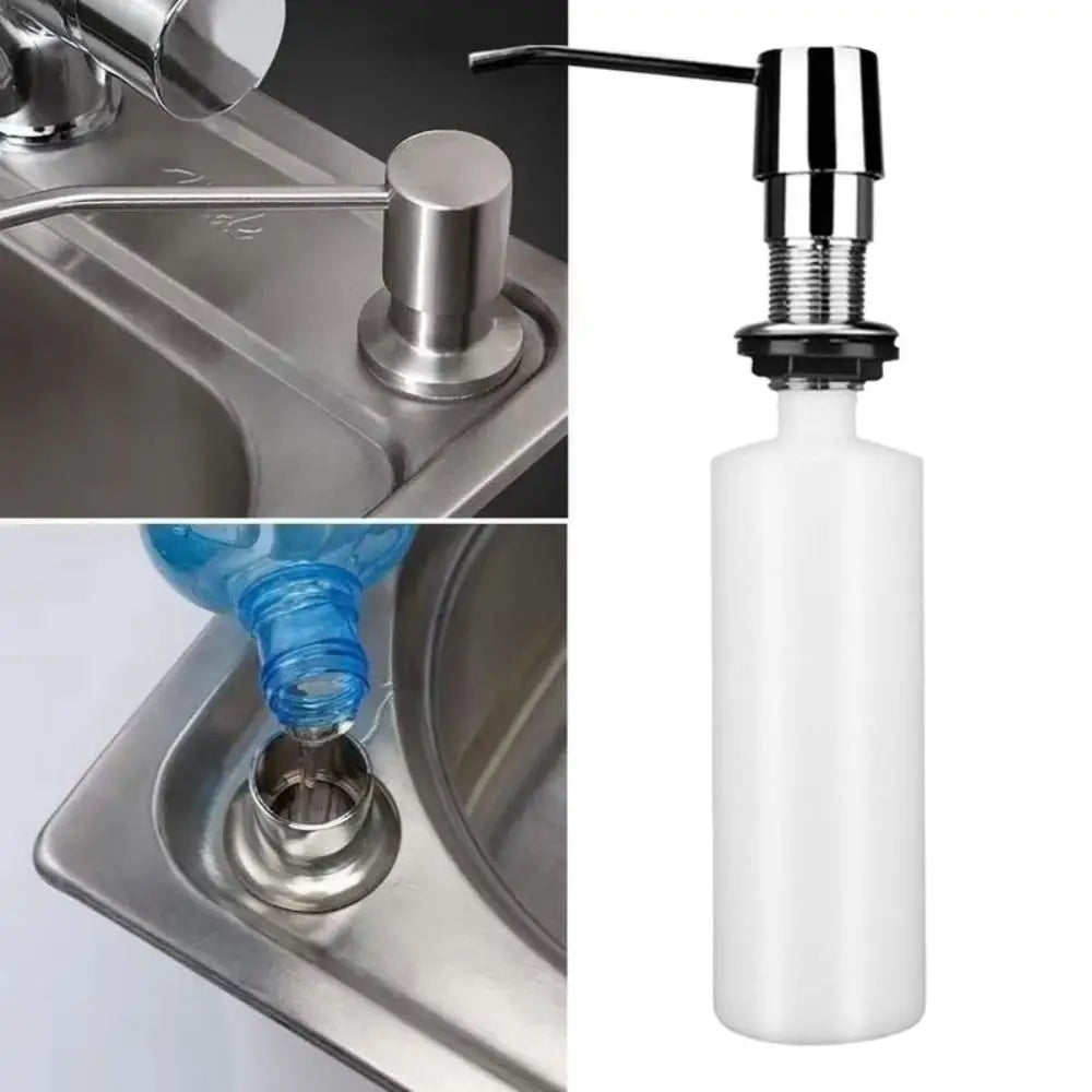 Brushed Nickel Sink Soap Dispenser Built-in Design 360° Free Rotation Built-in Soap Dispenser Acid-resistant Alkali-resistant Vue