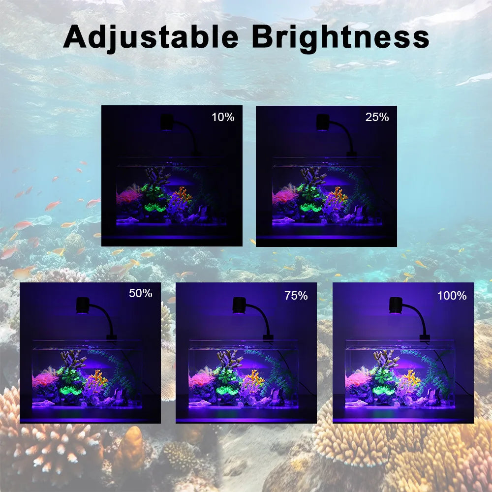 Fish Tank LED Seawater Lamp Specially for Corals Aluminum Alloy Aquarium Lighting with UV Intelligent Dimming Timing Clamp Light Vue