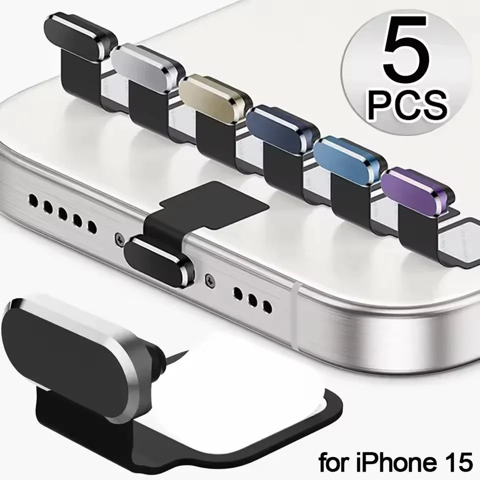 Metal Self Adhesive Type C Dust Plugs Cellphone Anti-dust Protectors for Apple IPhone 17/16/15 Pro Max/15 Plus Samsung Dustplug Vue