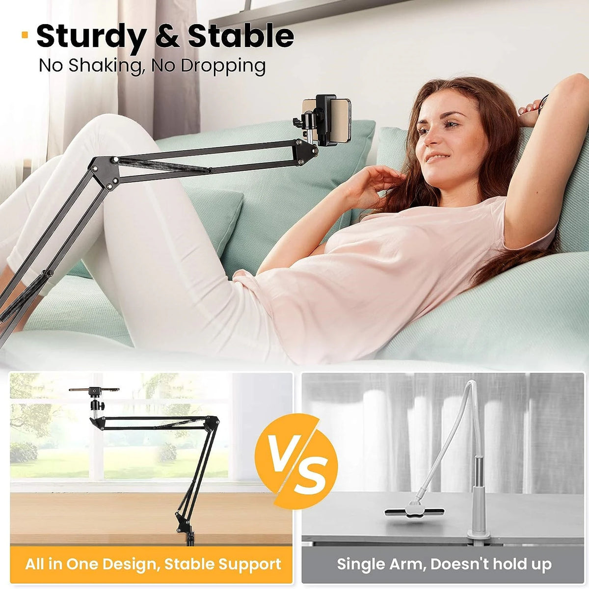 Flexible Arm Tripod For Phone Stand Table Folded Anchor 360° Rotation Online Desktop Laptop Video Live Overhead Shot Photography Vue
