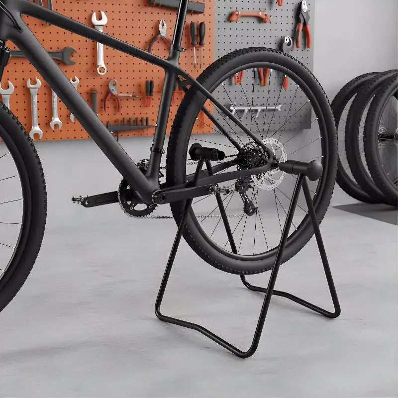 Universal Foldable Bike Display Rack Triangle Shaped Wheel Hub Repair Stand for Easy Storage and Stable Parking Solutions Vue