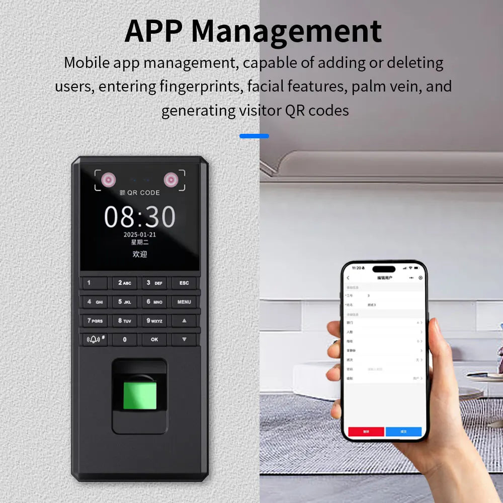 Palm Vein Recognition Face Fingerprint Password Code Recognition Multi-Functional Attendance Check-In Machine Vue
