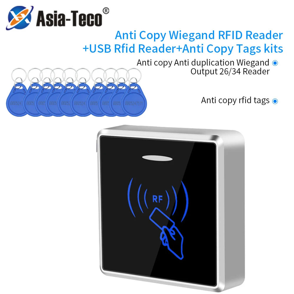 Anti-Copy RFID Reader Access Control Kits Wiegand Output Slave Card Reader Uncopy Rfid Card keyfobs No Relay Vue