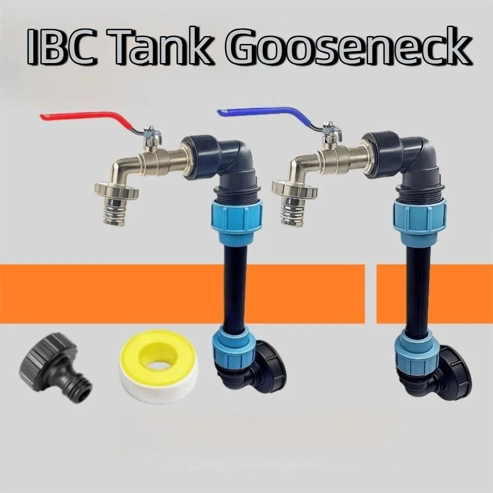 Metal Faucet IBC Tank Gooseneck 25cm Height Pipe Outlet Valve Faucet Adapter Connection Kit Durable Gooseneck Outlet Tap Vue