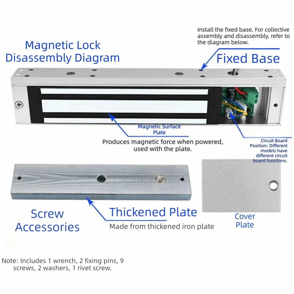 60/280KG Holding Force Electric Magnetic Door Lock Magnetic 12V DC Electromagnet Lock Access Control System Exposed Vue