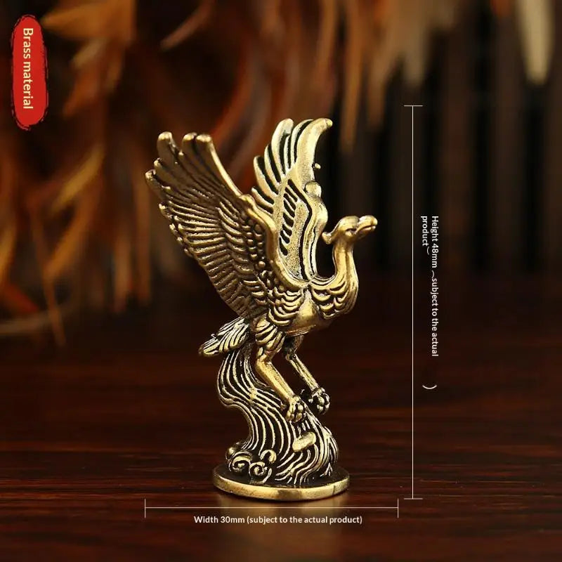 Qingluan Bird Figurine 1Pcs Ancient Divine Beast Decoration Retro Fire Phoenix Ornament for Home Office Table Decor Vue Default Title