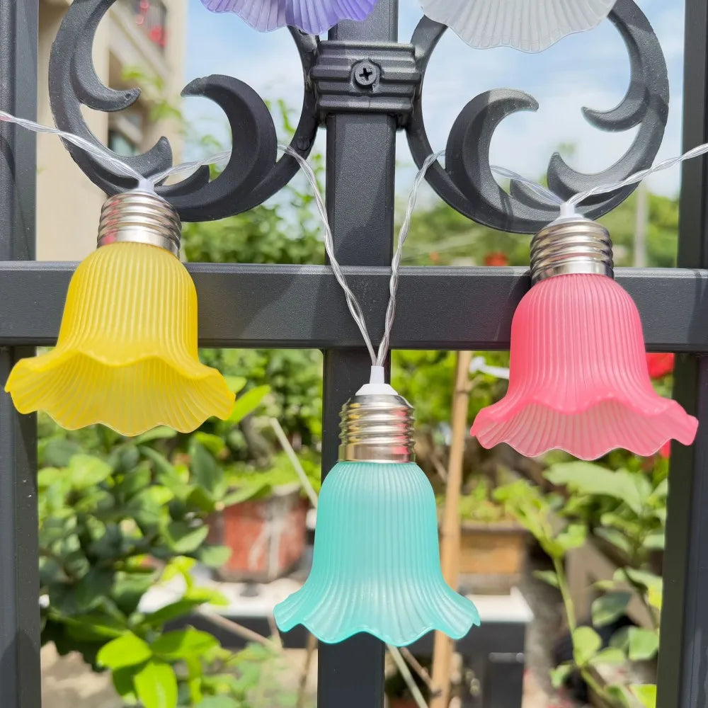 1PC 10/20LED Skirted Indoor Outdoor Fairy String Lights, Battery Powered Floral Lamp for Wedding Holiday Birthday Parties Decor Vue