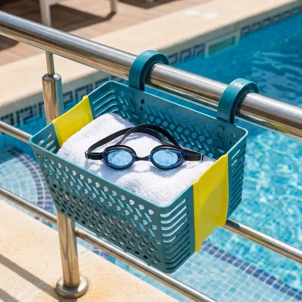Plastic Poolside Storage Basket Large Hanging Swimming Pool Storage Basket Folding Resistant-proof Above Ground Pool Basket Vue