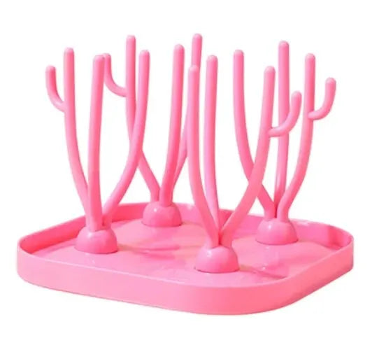 Baby Bottle Multi Functional Removable Dry Rack Pacifiers baby accessories Teat Cup Cleaning Drainer Drying Drip Water Tray Vue B398 Pink
