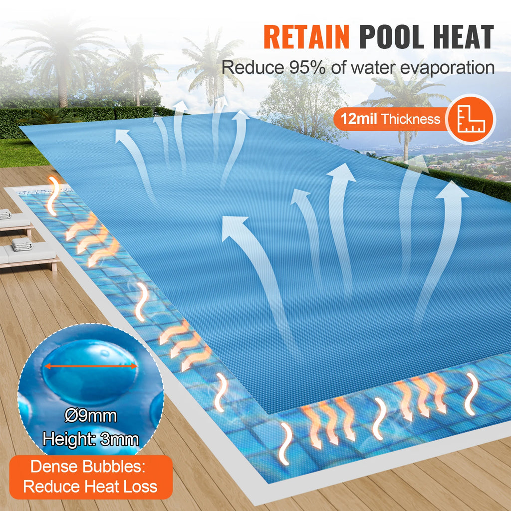 SucceBuy 12 Mil Rectangle Solar Pool Cover – Inground & Above Ground Solar Pool Cover Vue