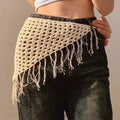 Y2K Triangle Scarf for Women Multi Purpose Adjustable Tassel Edge 1pc Perfect for Daily Wear Vue Apricot one size