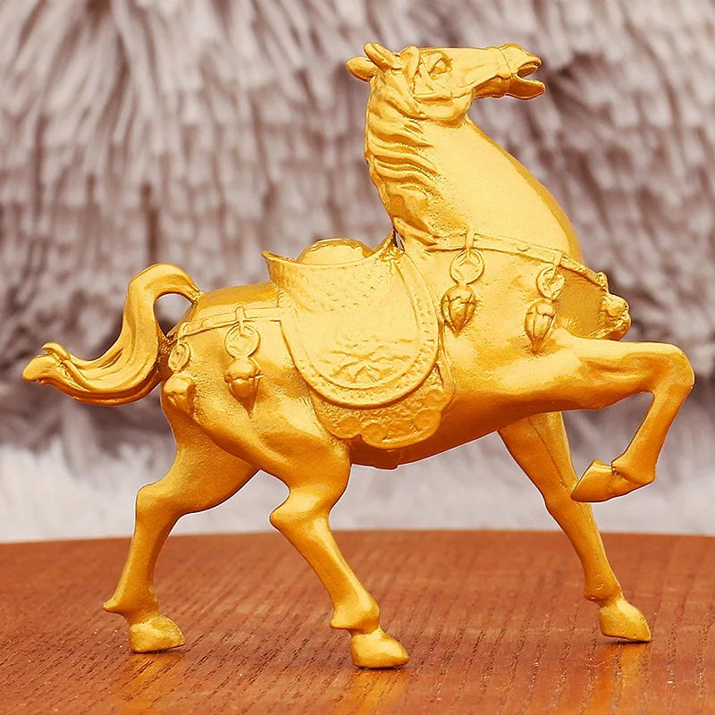 1-4PCS Zodiac Horse Decor Gold Plated Alloy Statue Desk Ornament for Good Luck Fortune Home Office Decoration Gift for Men Women Vue