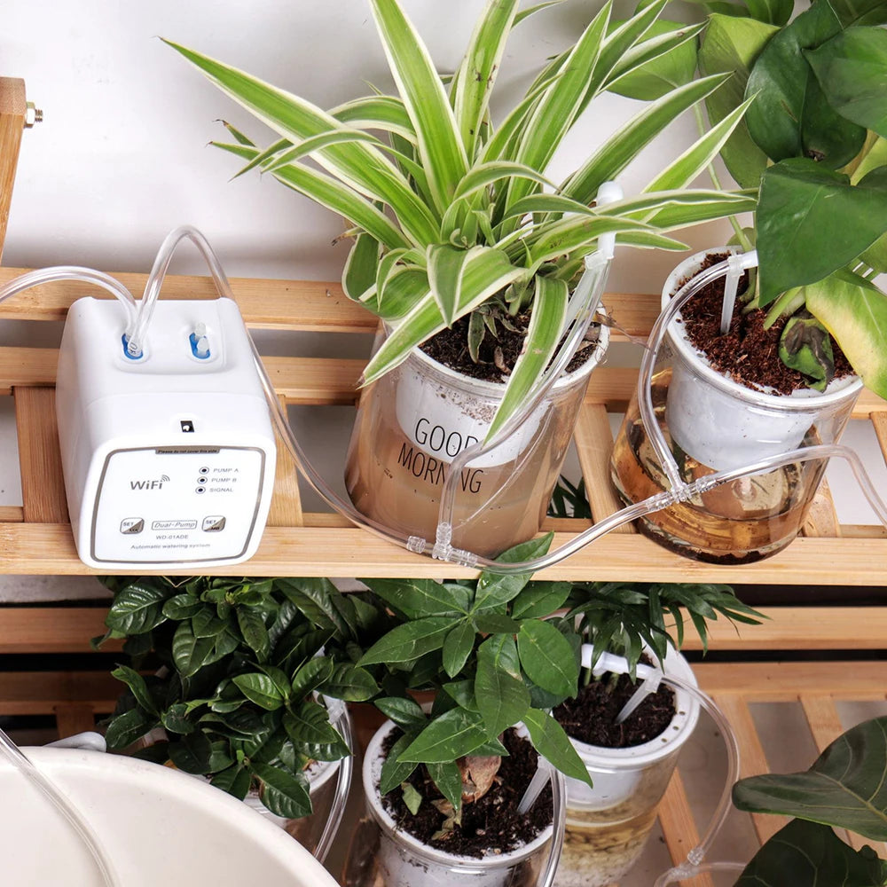 Smart APP Remote Control Auto Double Pump Watering Device Sprinklers System Balcony Flower Irrigation Garden Indoor Cultivation Vue