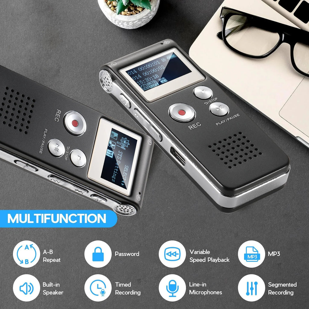 Digital Voice Recorder Voice Activated Recorder Mini Voice Recorder Upgraded Small Audio Recorder with MP3&USB for Lectures Vue