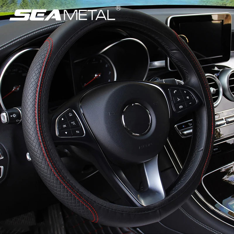Universal Car Steering Wheel Cover Microfiber Leather Protection Cover Anti Slip Breathable for 37-39cm Steering Wheel Protector Vue