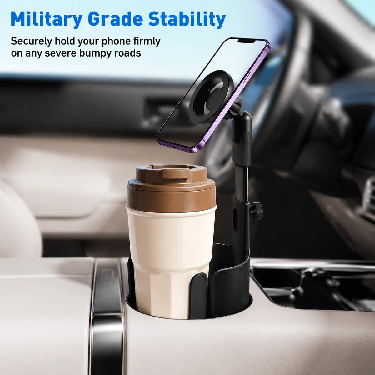 Car Cup Stand Magnetic Phone Holder Universal 2 in 1 Multifunction Extendable 360° Rotation Adjustable Auto Smartphone Bracket Vue