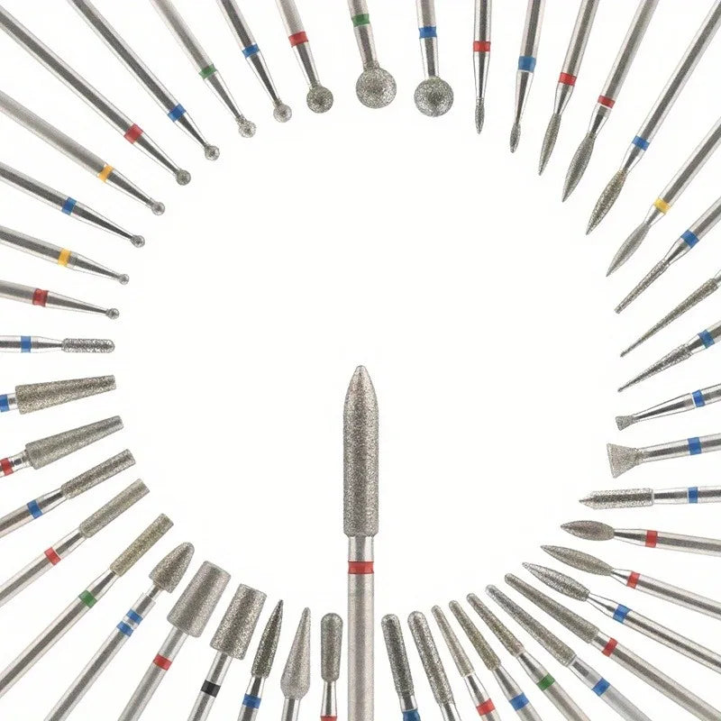 10Pcs/Set Diamond Milling Cutter Nail Drill Bits Set For Manicure Accessory Pedicure Eletric Machine Nail Bit Brush Burr Tools Vue