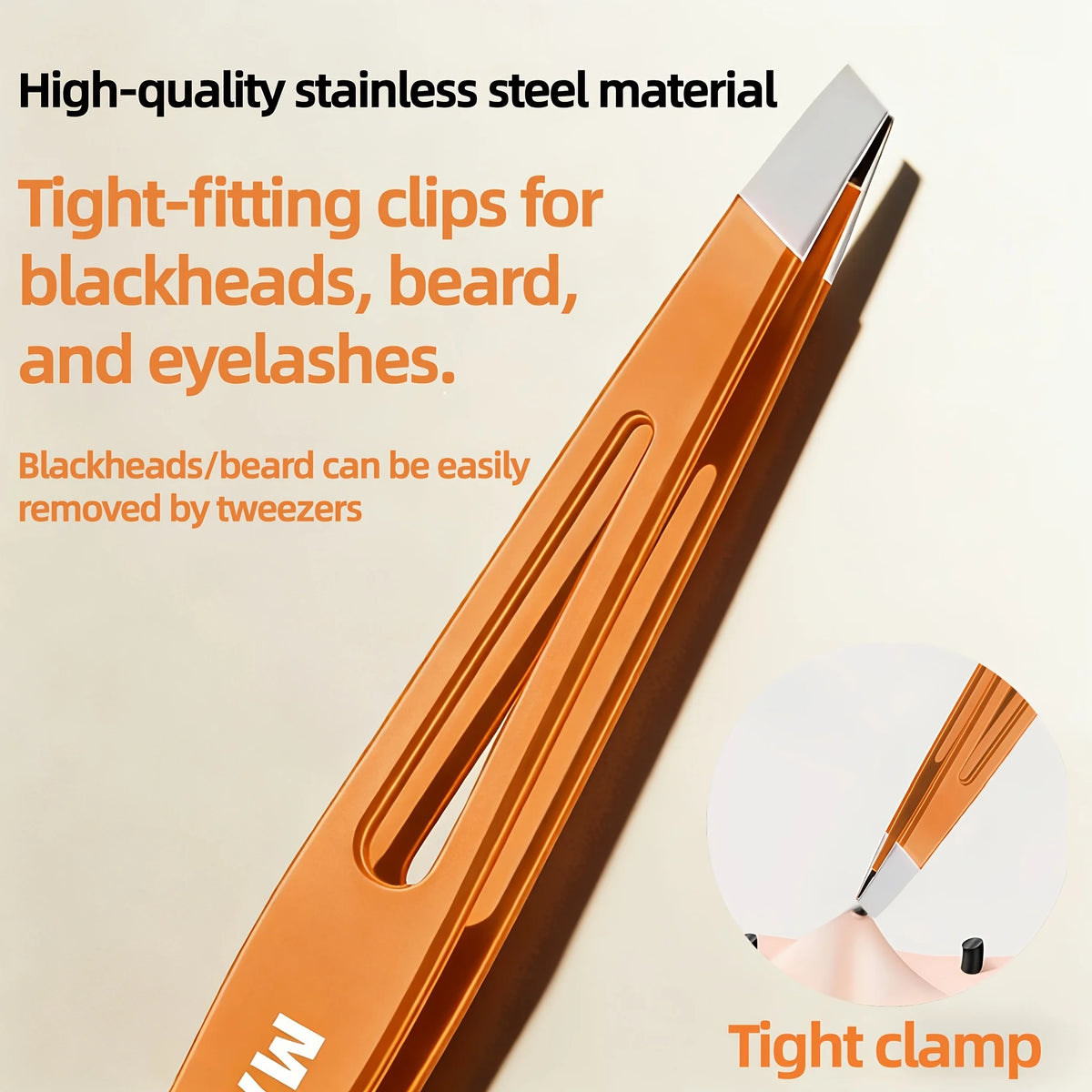 1pc Tight-Fit Slant Tip Tweezers Compatible for Eyebrows, Mustache Hair Removal, Facial Grooming - Tweezers for Men & Women Vue