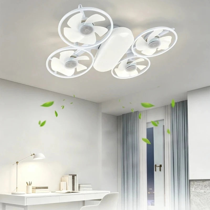 E27 2-in-1 Ceiling Fan Light, Remote Control 3 Speed 3 Color Dimmable Modern LED Fan Lamp for Home Bedroom Living Room Decor Vue