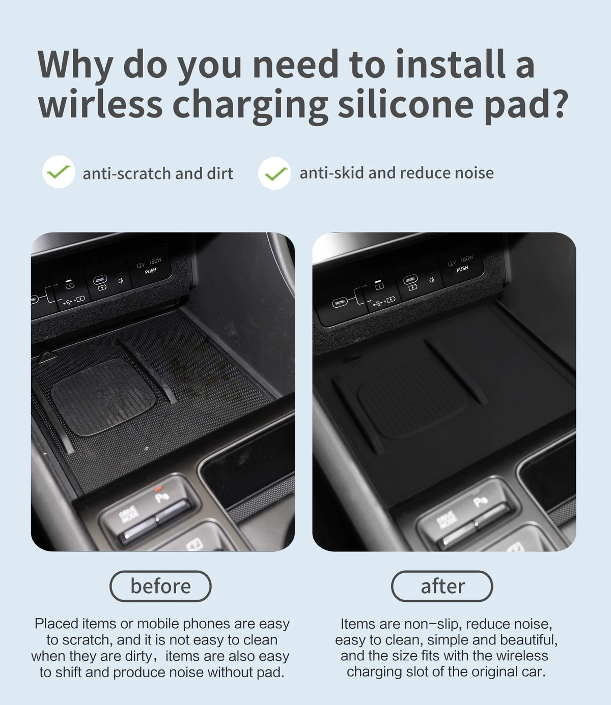 for Hyundai Sonata 2024 N-line Anti-skid Pad Car Phone Non-slip Pad Silicone Accessories (Only The Pad) Vue