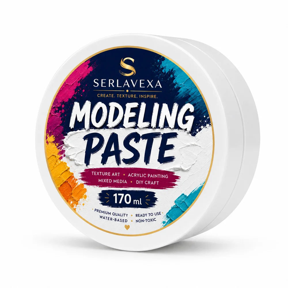 Acrylic Modeling Paste 170ml White Texture Gel for Canvas Painting Mixed Media Art Craft with Palette Knife DIY Supplies Set Vue 1 box