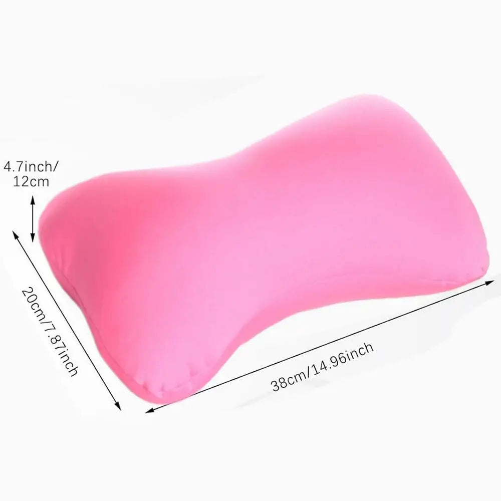 Microbead Neck Pillow Cervical Pillow Portable Support Headrest Cushion for Camping Road Trip Traveling Airplane Car Bed Flight Vue Pink
