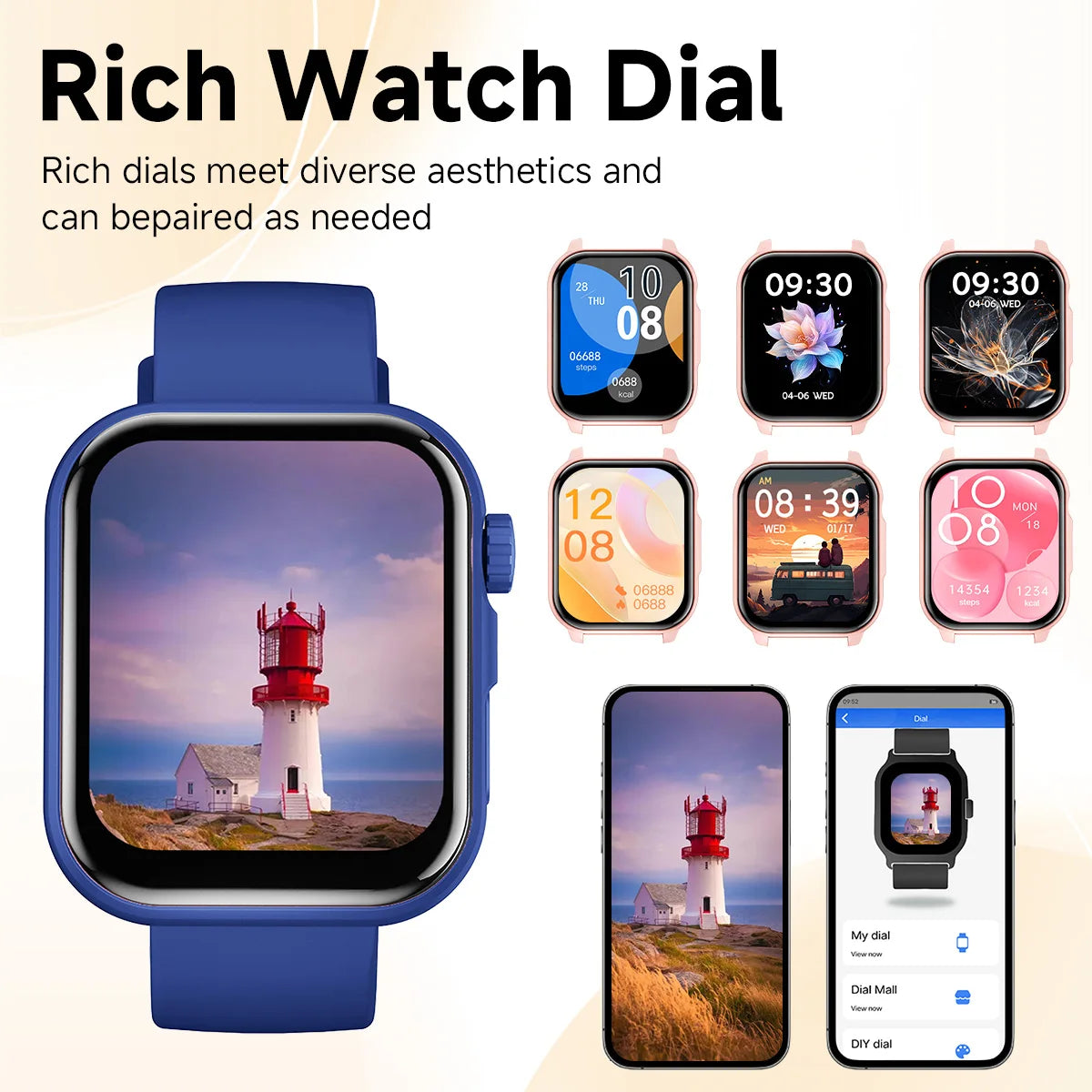 2026 New SmartWatch Bluetooth Call Music Sports Band Long Battery Fitness Tracker Silicone Strap Health Monitor for Adults fun Vue