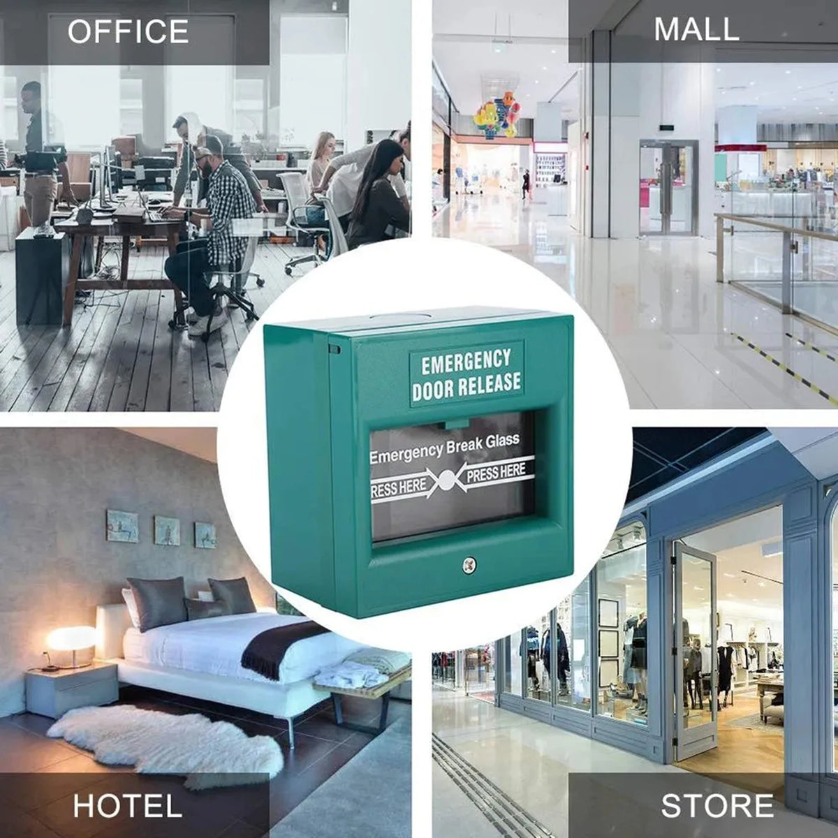 Emergency Door Release Glass Break Alarm Button Fire Alarm Swtich Break Glass Exit Release Switch Vue