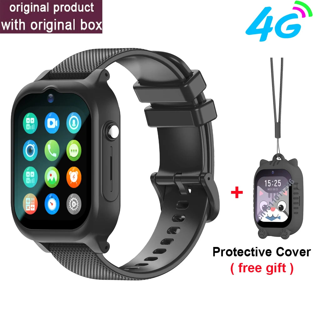 4G Smart Watch Kids GPS WIFI Video Call SOS Child Smartwatch Camera Monitor Tracker Location Phone Watch Boys Girls Gifts Vue black European version