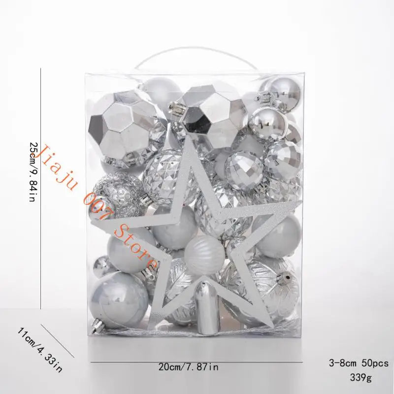 50pc Shatterproof Christmas Ornaments Set with Star Topper Christmas Ornament Set Vue