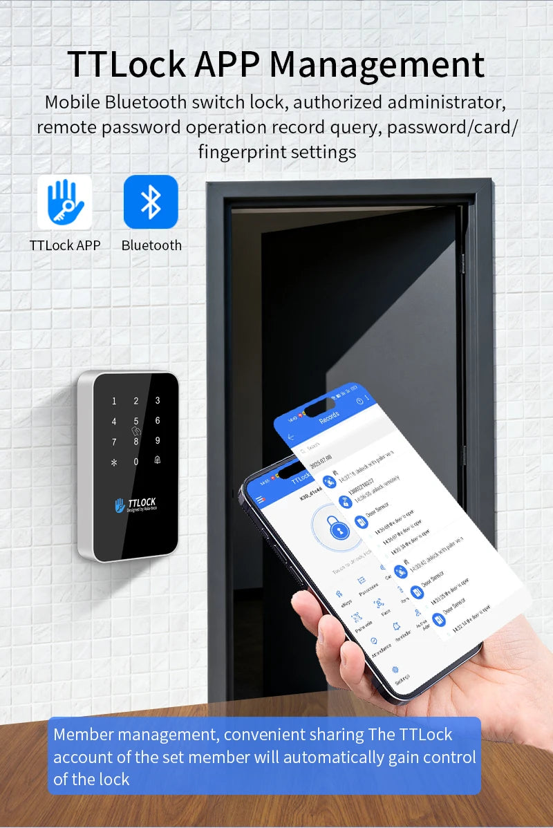IP67 Waterproof Smart Access Control Keypad TTLock App NFC Bluetooth Fingerprint Opener 13.56Mhz Card Reader Door Lock System Vue