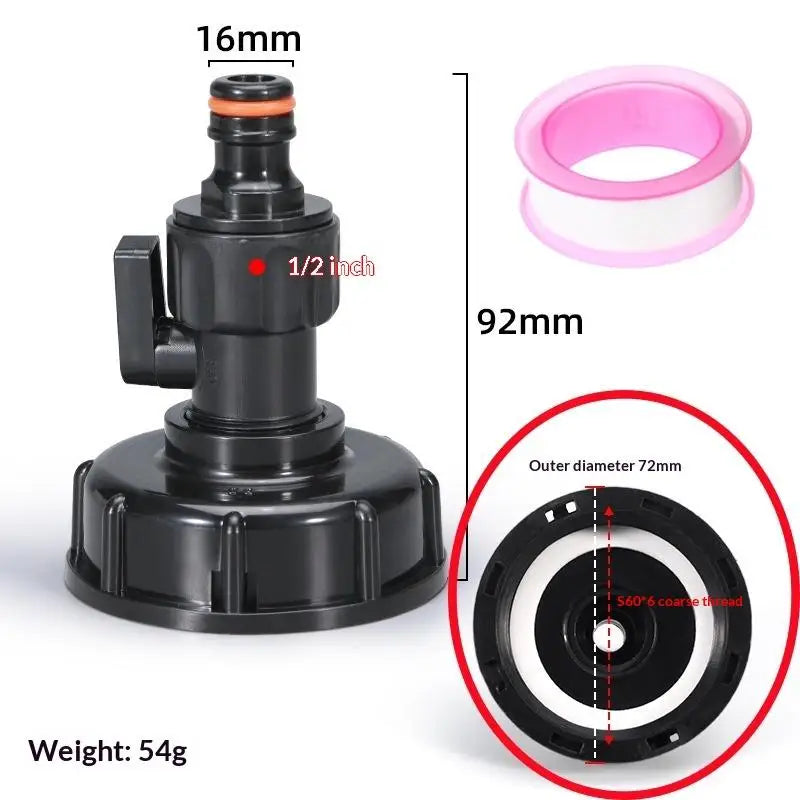 1 Set IBC Tank Valve Adapter 1 2 3 4 Inch Water Hose Connector with 60mm Coarse Thread for Reusable Liquid Storage Vue A4 4 points