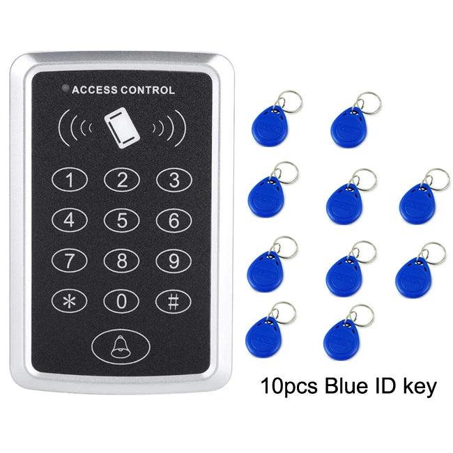 Classic Electronic RFID Access Control System Device Security Protection Sets 125k Proximity Card Entry Door Locks Kits Quality Vue M203 10 blue Key