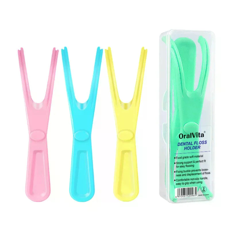 1/2Pcs Reusable Pick Holder Y Shape Plastic Dental Floss Rack Teeth Clean Care Tool Without Dental Floss Oral Hygiene Toothpick Vue
