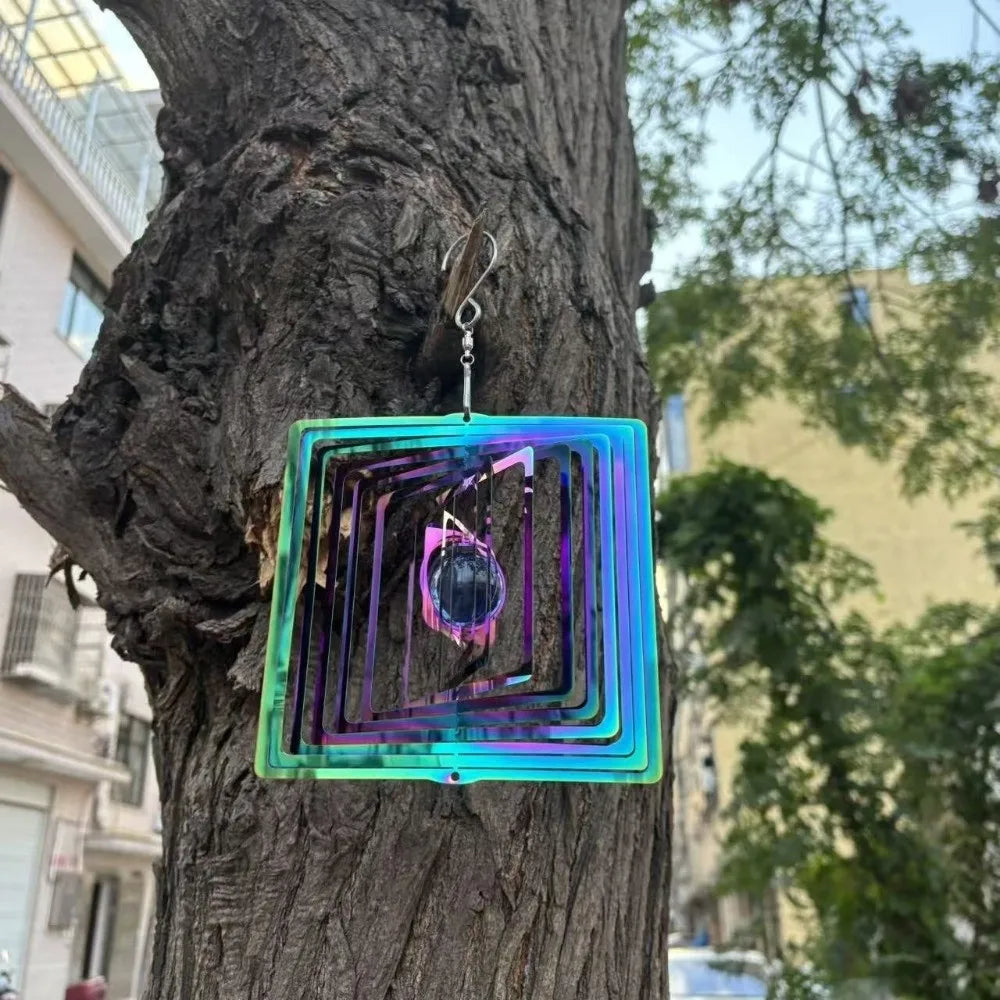 Gradient Wind Chime Pendant Flowing Light Effect Colorful Wind Spinner Catcher Heart Flower Home Decor Vue