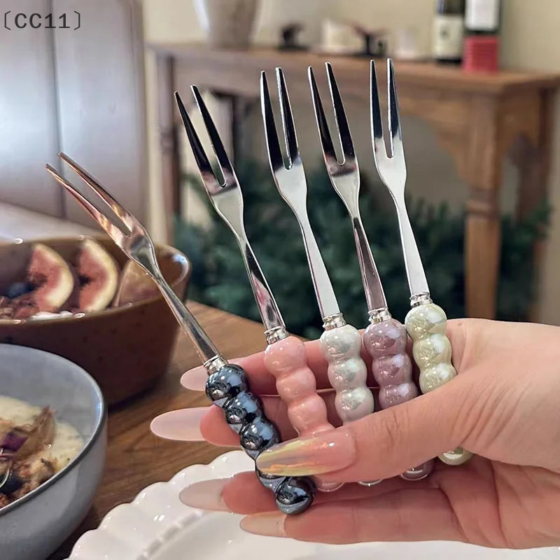 CC113Pcs Stainless Steel Dinner Fork Long Handle Table Forks Korean