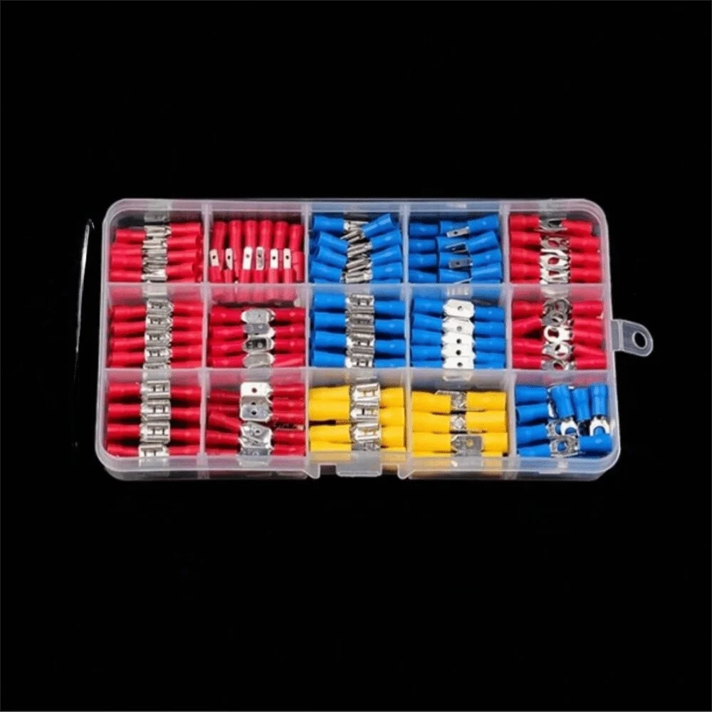 280pcs Multicolor Wire Terminal Tinplate Bare Nose Lugs Crimp Terminals OT Type Binding Post Circular Crimping Terminal Vue