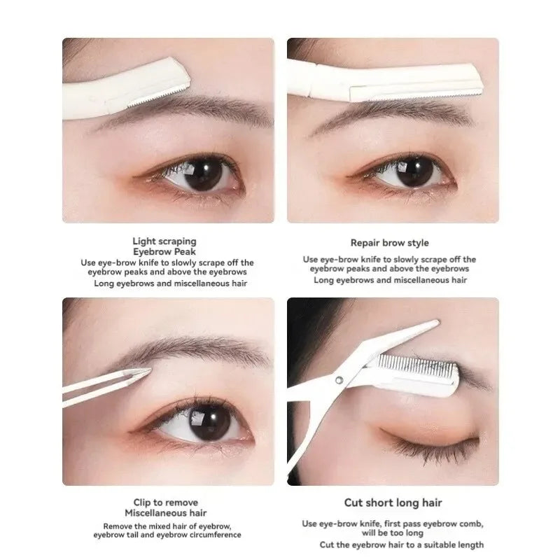 3PCS Eyebrow Trimmerbeauty Tools For Beginnerseyebrow Trimmer scissorssafety Typeanti-Scratchmacro Shaver Vue