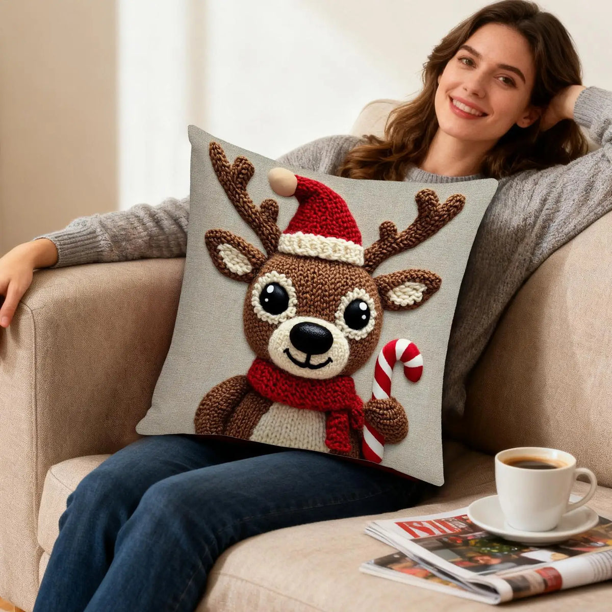 Deer Pillow Covers Soft Linen Elk Pillowcase 18x18in Christmas Deer Pillow Covers for Home Living Room Sofa Indoor Outdoor Vue