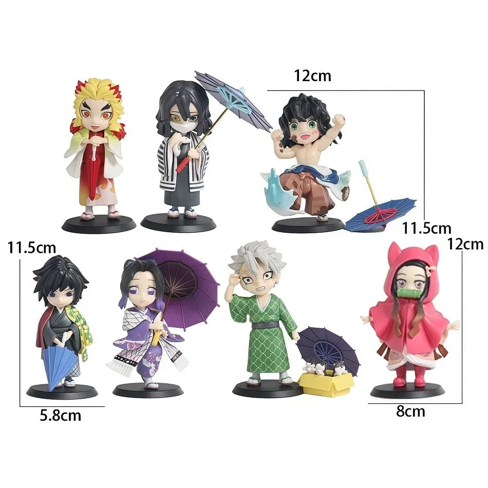 Blind Box Demon Slayer I LOVE RAINNY DAY Serie Cute Tanjiro Kamado/Nezuko Kamado/Zenitsu Agatsuma Figures Doll Action Model Toys Vue
