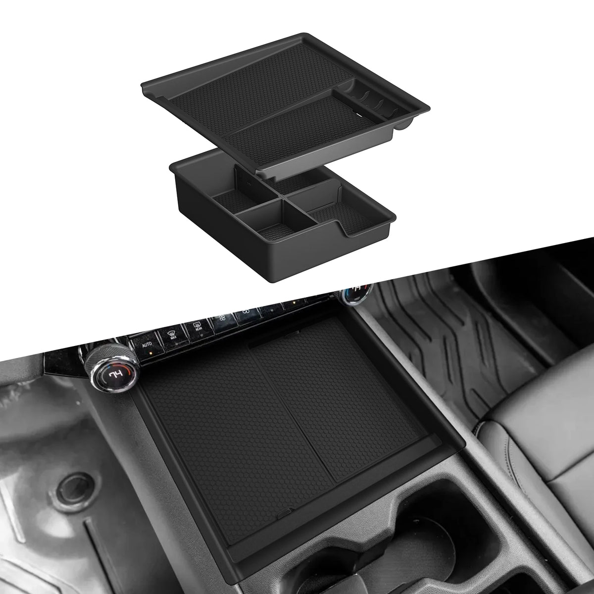 Smabee for Chevy Silverado EV 2024-2026 Car Double Layer Center Storage Tray Dual Layer Console Insert Tray Accessories Vue