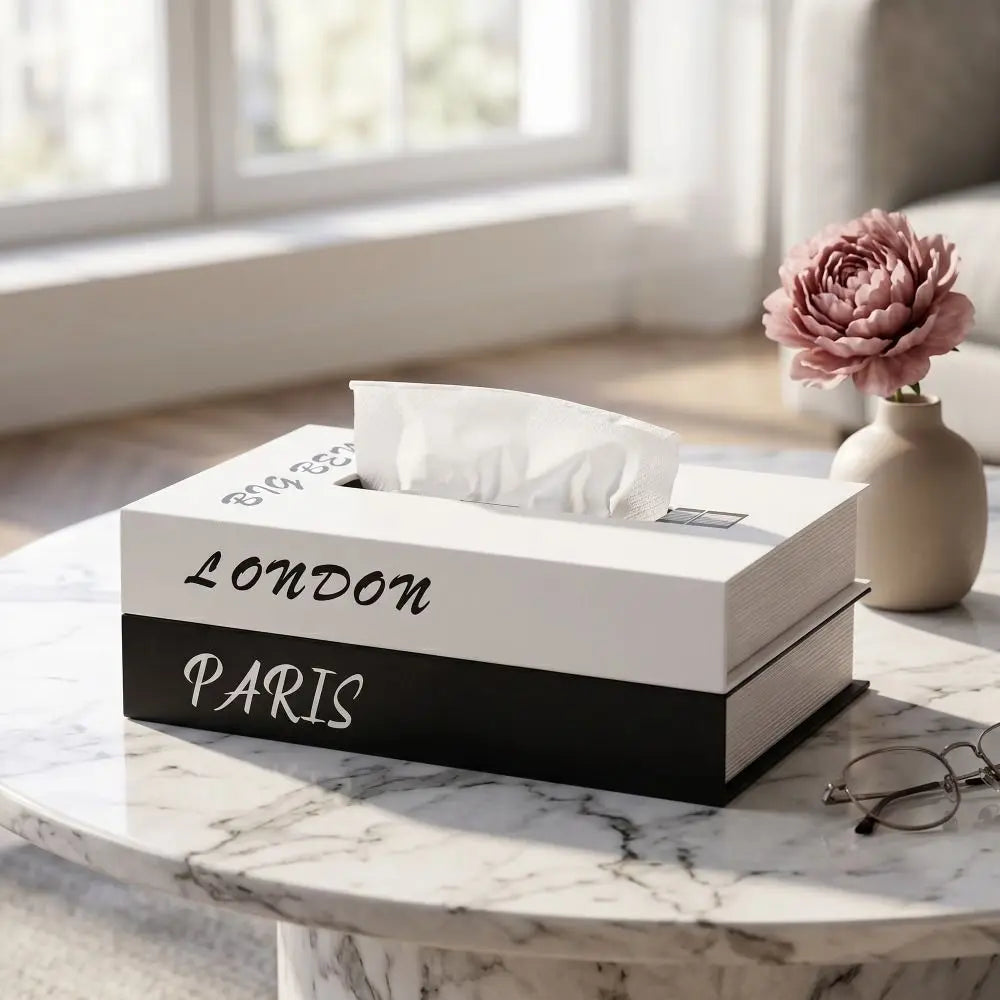 Retro Luxury Book Style Tissue Box Ornaments Decoration Storage Box Double Layer Container Napkin Holder Case Table Decoration Vue