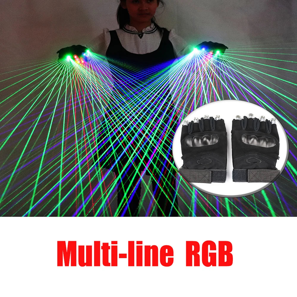 Color Red Green Blue Multi Line Laser Gloves LED Colorful Luminous Gloves for Party Stage Performance Clothing Vue Multi line RGB A pair of gloves