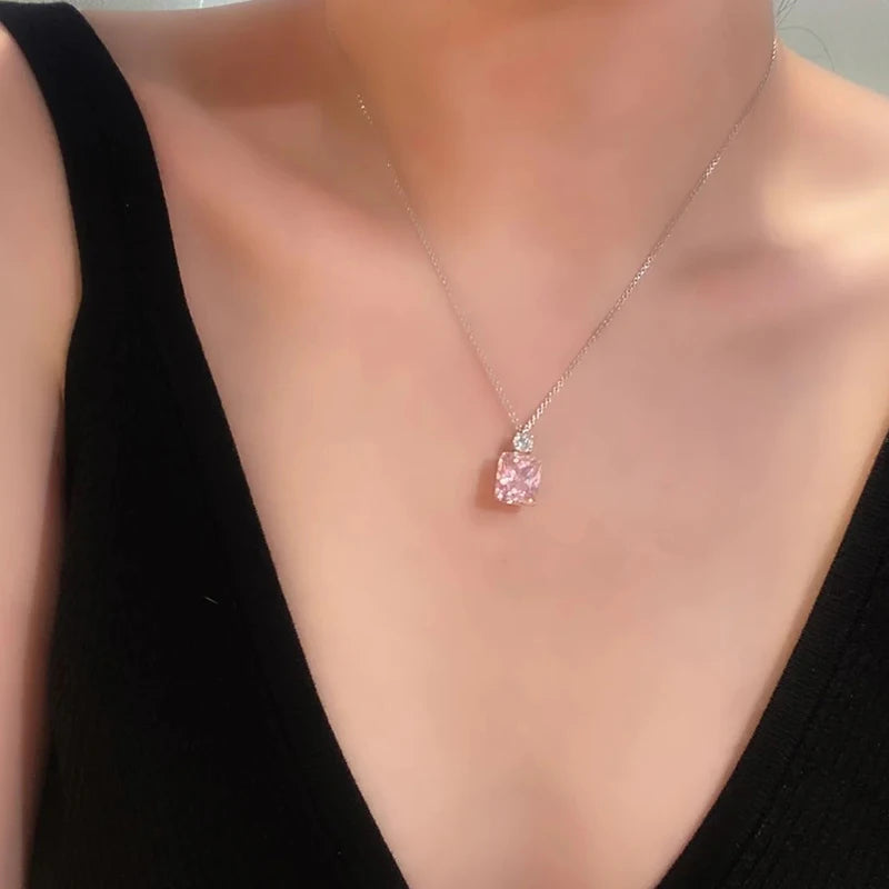Huitan Two-Tone Pink Cubic Zirconia Pendant Necklace Pendant Necklace Vue