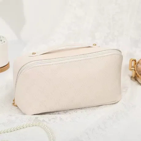 Makeup Organizer Female Toiletry Kit Bag PU Leather Portable Travel Toiletry Bag Women Cosmetic Bag Toiletries Organizer Vue Diamond white CN