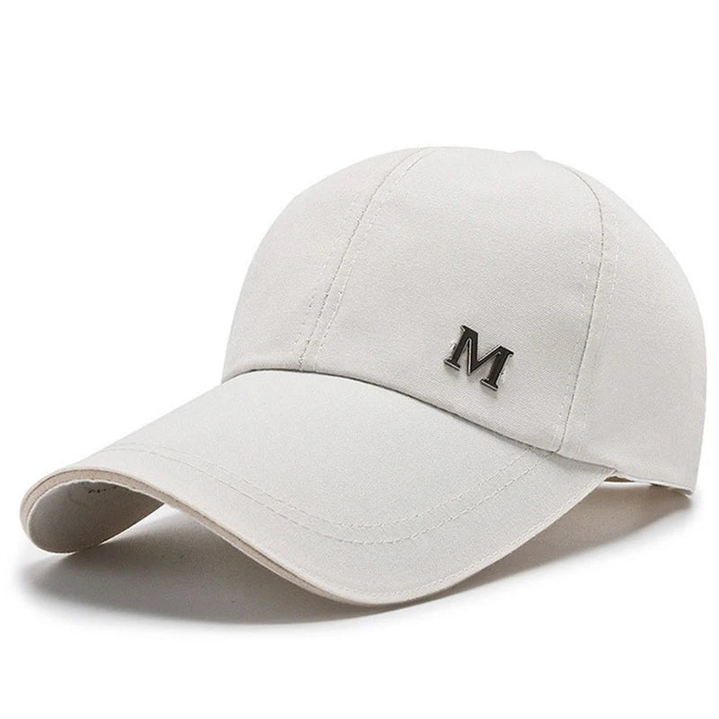 Men Women Baseball Cap Summer Cotton Hat Snapback Hip-Hop Cap Adult Sport Sun Hat Casual Long Brim Sunscreen Golf Cap Vue Beige