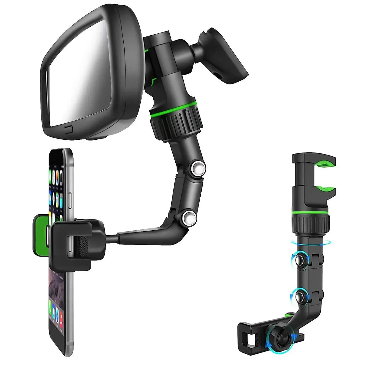 Rearview Mirror Phone Holder 360° Rotatable and Retractable Car Phone Mount Multifunctional Rear View Mirror Holder for All Car Vue