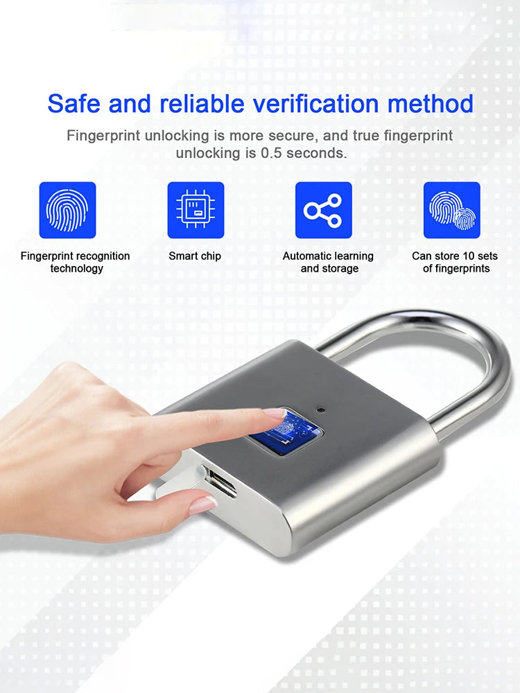 ALLOET Fingerprint Padlock – Keyless Smart Biometric Lock Fingerprint Padlock Vue